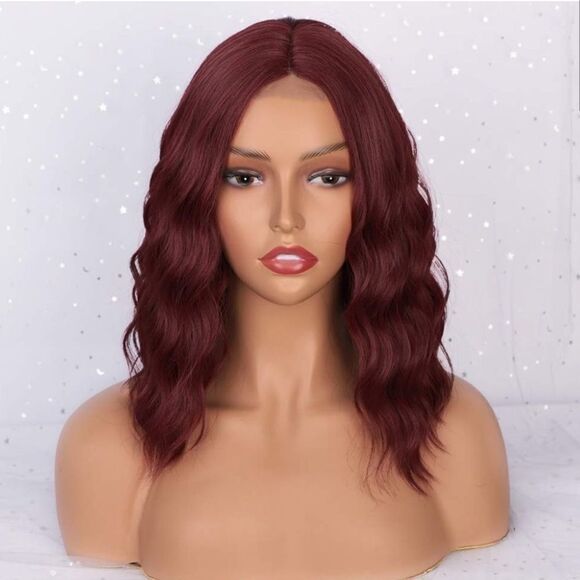 Women Leon Short Wig Synthetic Red wavy - Picture 1 of 6